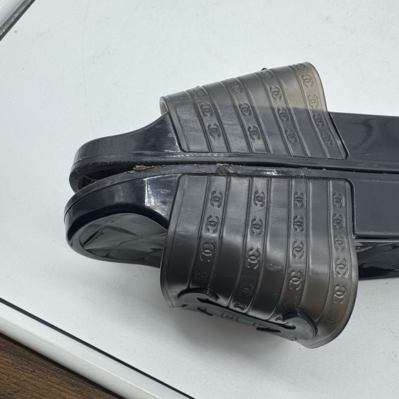 CHANEL PVC Transparent CC Flat Slide Sandals AUTHENTIC Size 36 - Picture 7 of 15